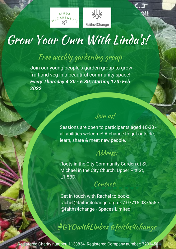 Linda McCartney Garden students group at Roots in the City flyer